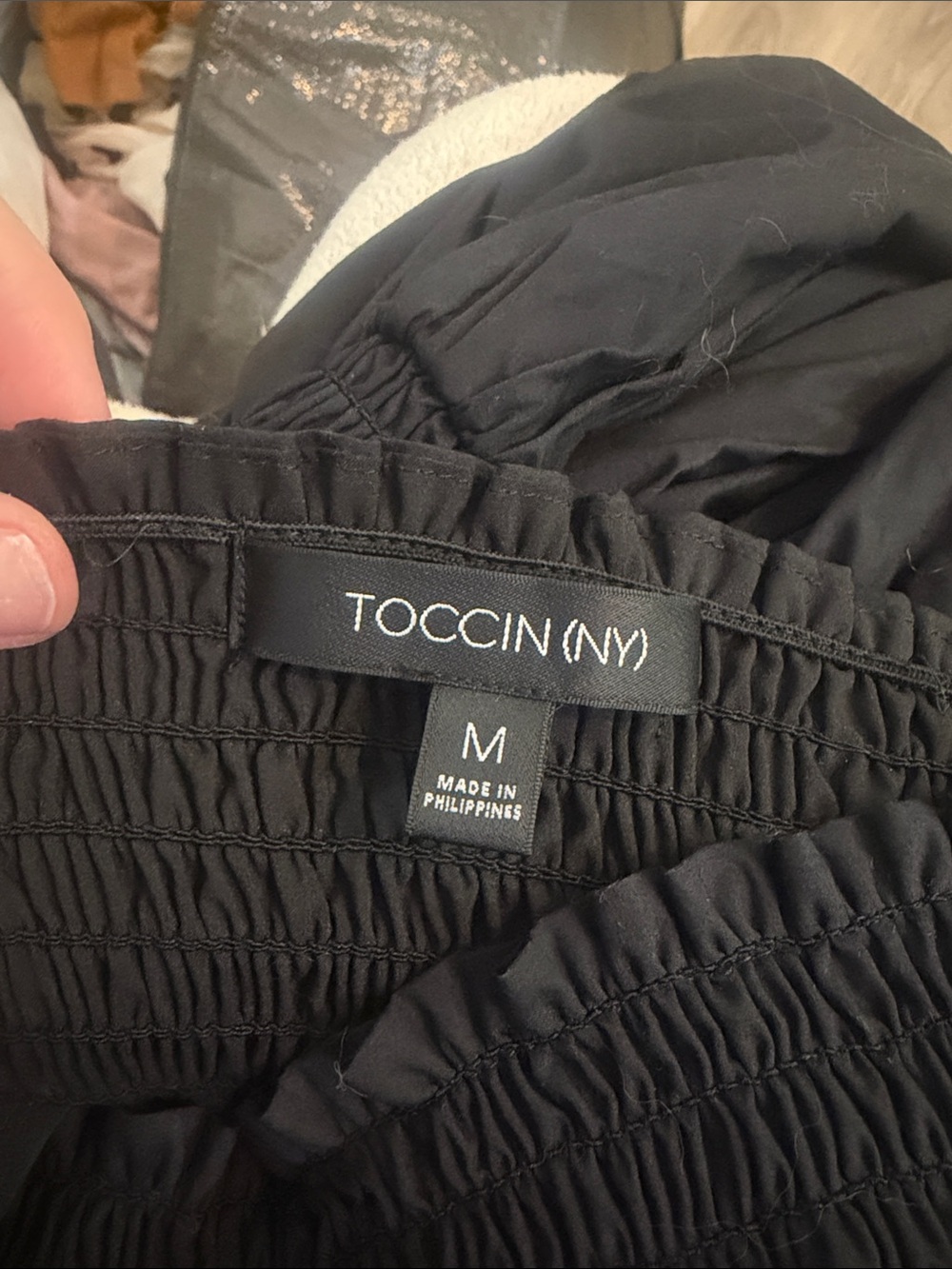 TOCCIN (NY) Black Shirred-Waist Women's Dress - M